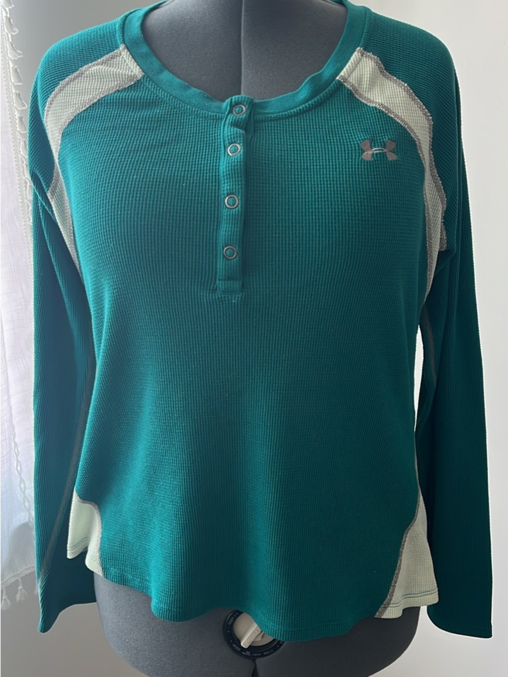 Under Armour Teal and Ivory Henley Top